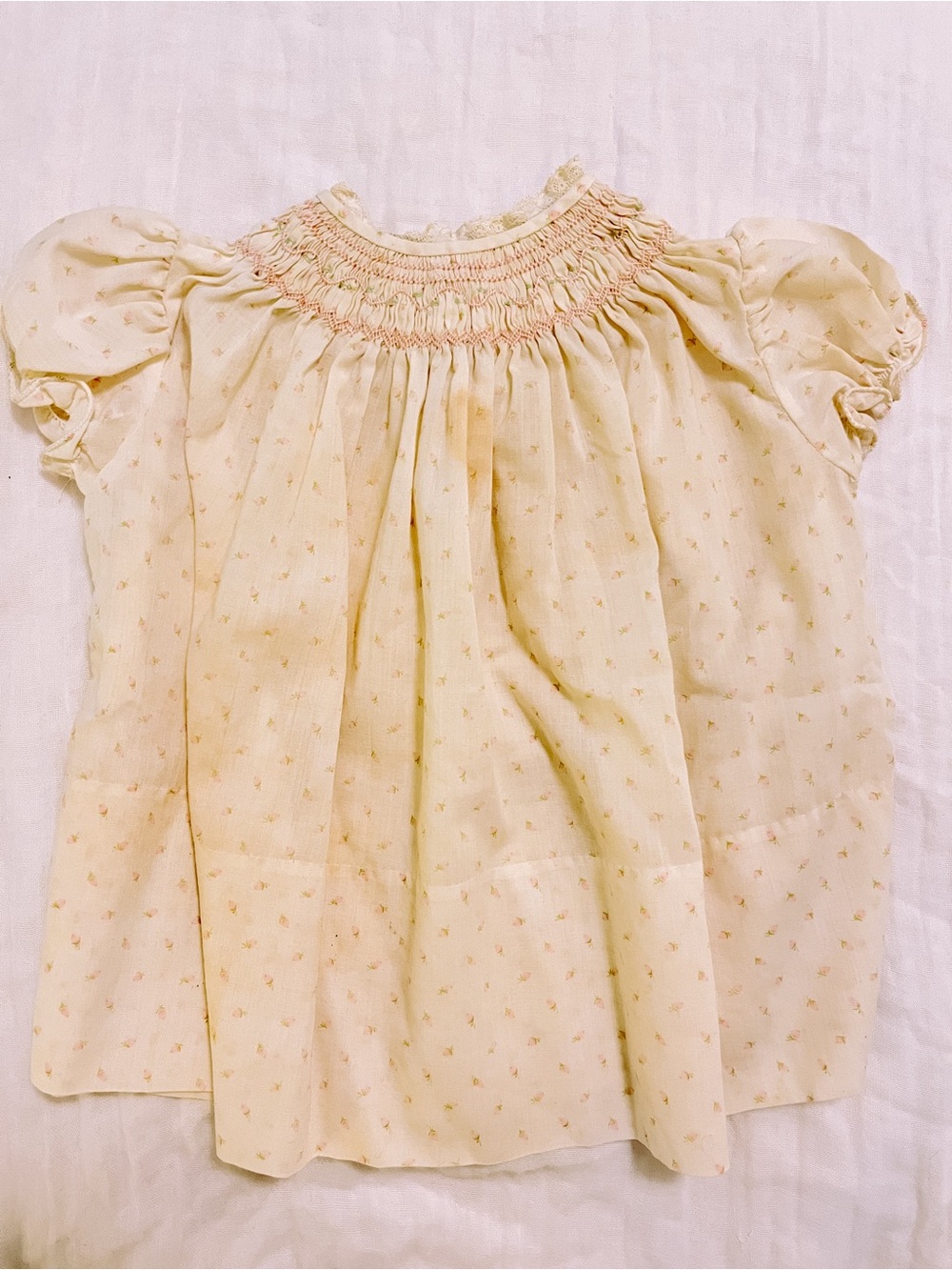 Vintage Smocked Floral Baby Dress